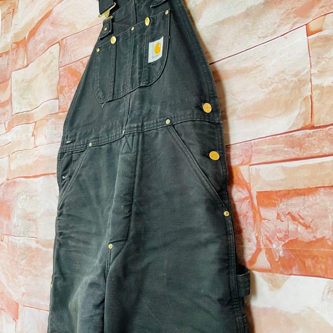 激レア】カーハートcarhartt ダブルニーオーバーオール 80s星タグL黒