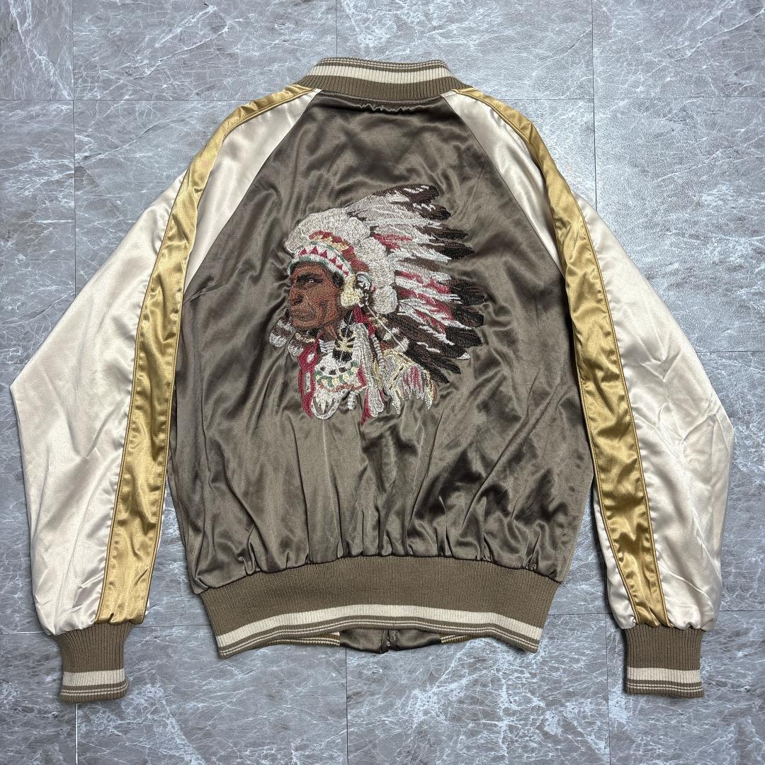 希少 goa インディアン スカジャン リバーシブル サテン フリー イーグル