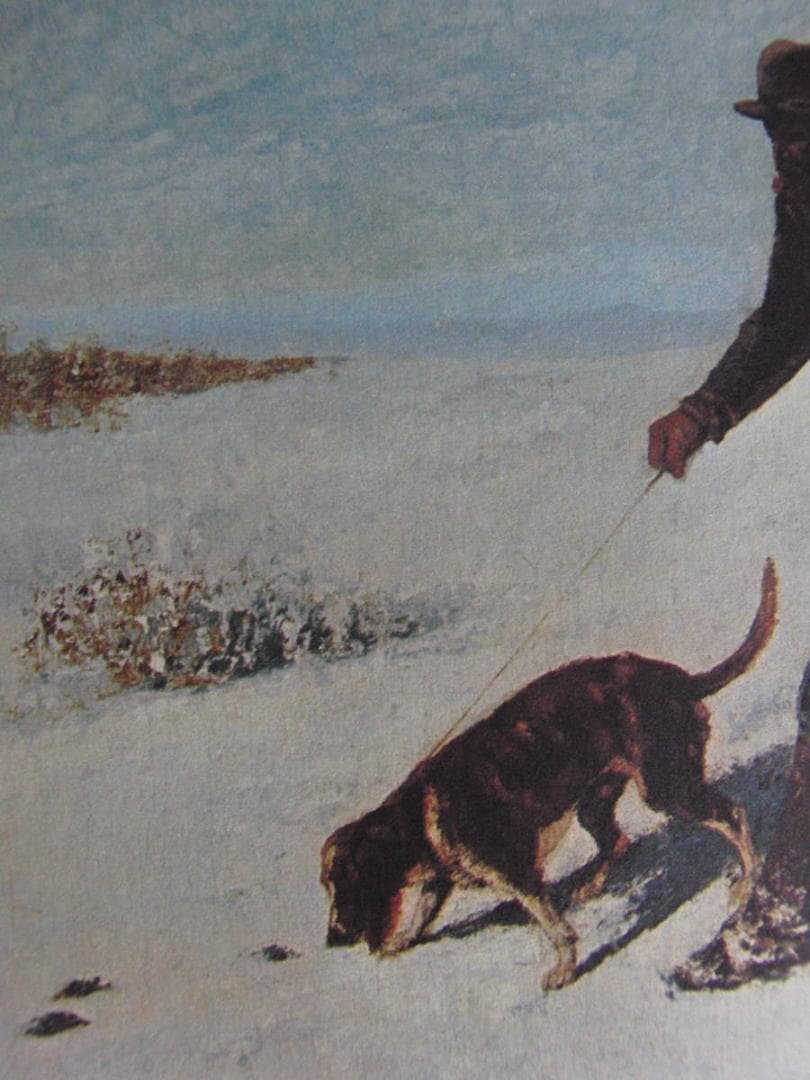 ギュスターヴ・クールベ、【密猟者】、希少な額装用画集より、状態良好