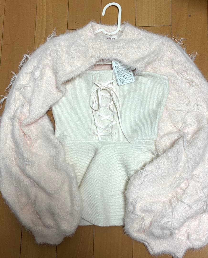 ロゼミューズ Rose Muse Fringe knit 3P set ピンク - メルカリ