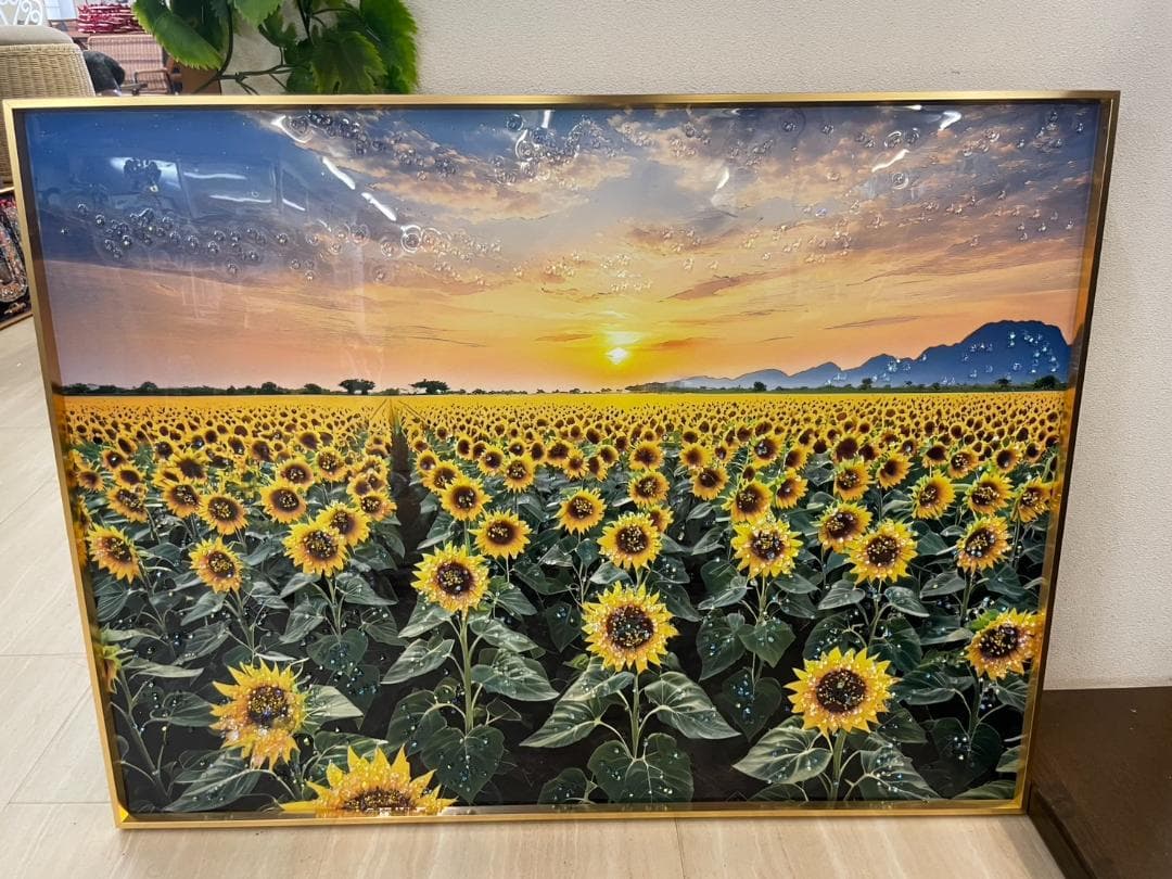水晶絵　ひまわり　風景画　風景　アート　額縁　アートパネル　向日葵　立体　絵画 on20_kw.jpg