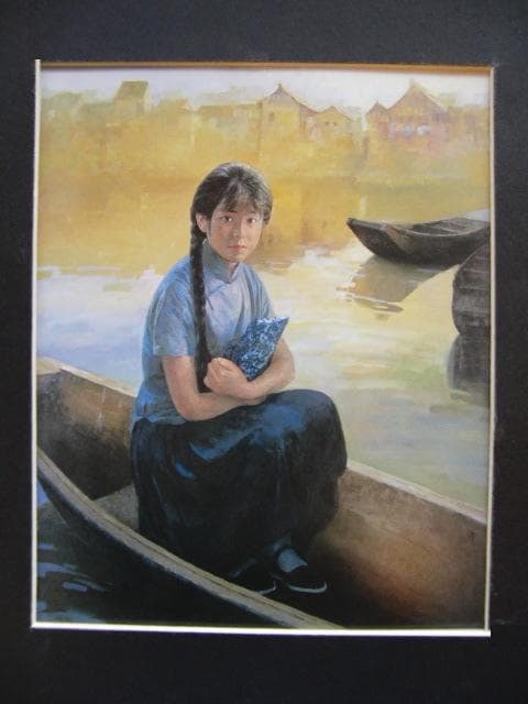 李志宏、【過ぎし刻】、希少な画集画、新品高級額 額装付、状態良好