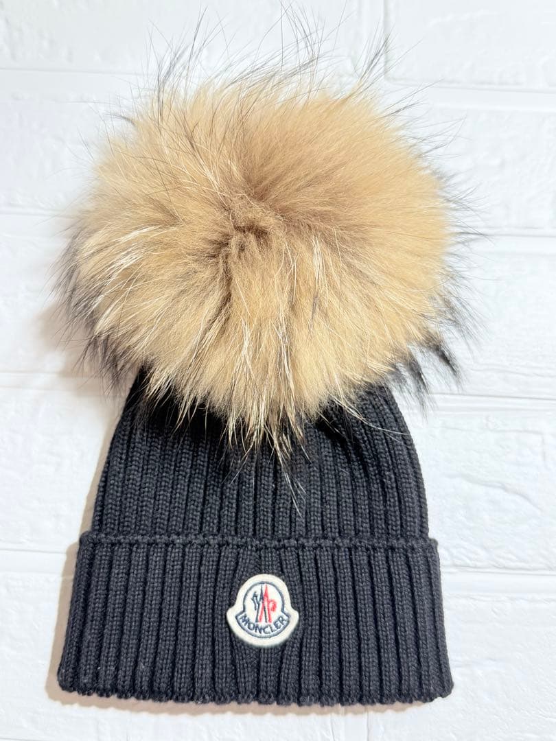 Moncler ブラックニット帽 S サイズ 子供ニット帽 - メルカリ