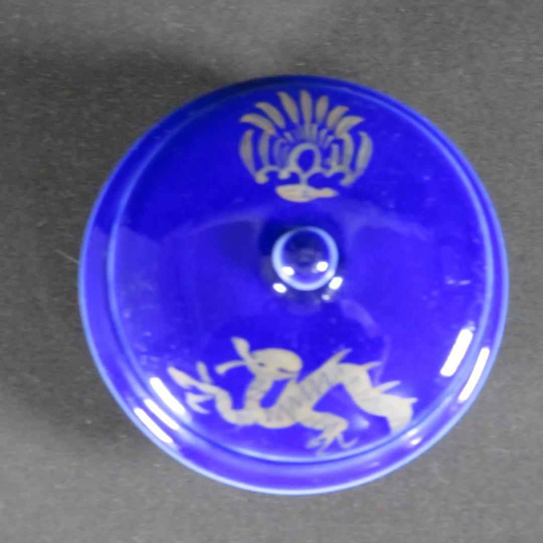 蓋物 3客 瑠璃釉 珍味入れ 銀 銘 龍 鳳凰 明治 大正 昭和初期 - メルカリ