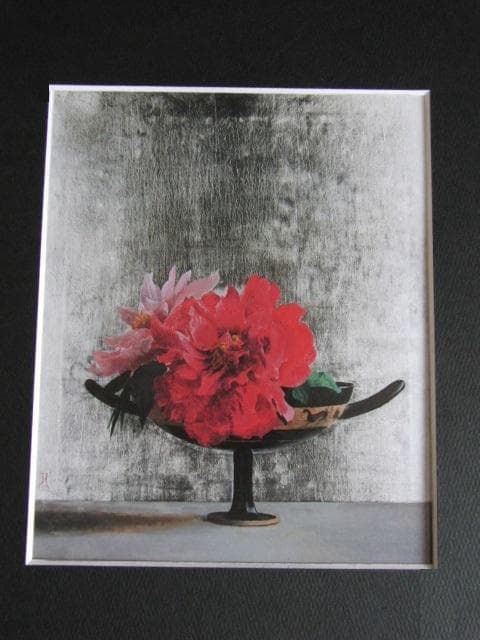藤田吉香、【ギリシャの器の花】、希少な大判額装用画集より、美品、日本人画家