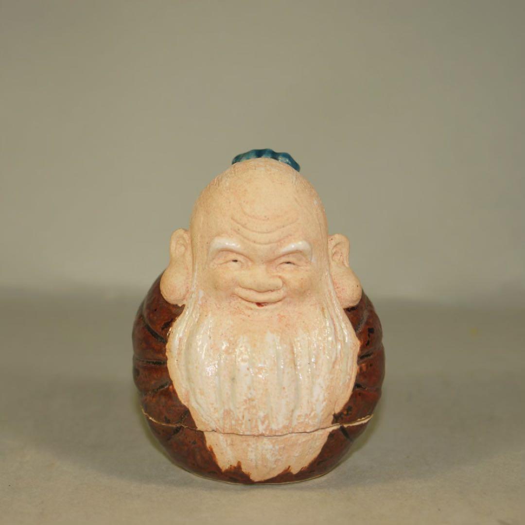 九谷焼き　中村秋塘作　寿老人 香合 共箱 茶道具