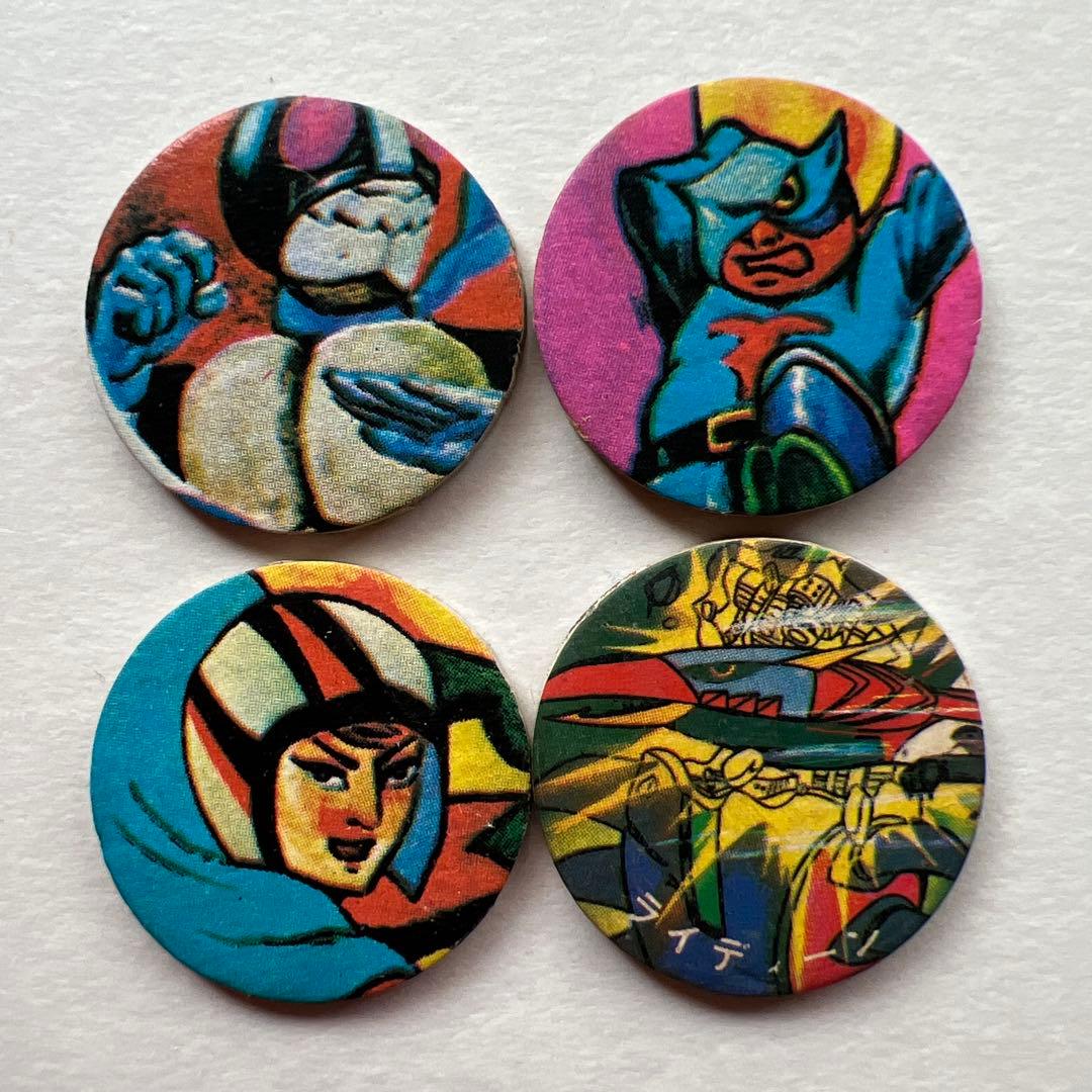 昭和レトロ】ヒーローデザイン ミニ丸型めんこ14枚セット希少品デッド