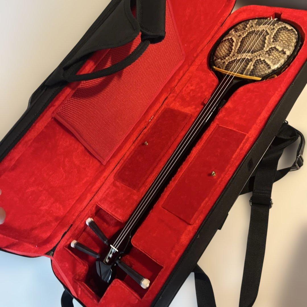 三線 沖縄三線 ほぼ未使用品 本革 セミハードケース