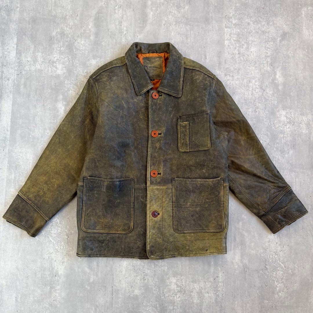 雰囲気抜群 Side stream ヴィンテージ カウレザージャケット Lサイズ