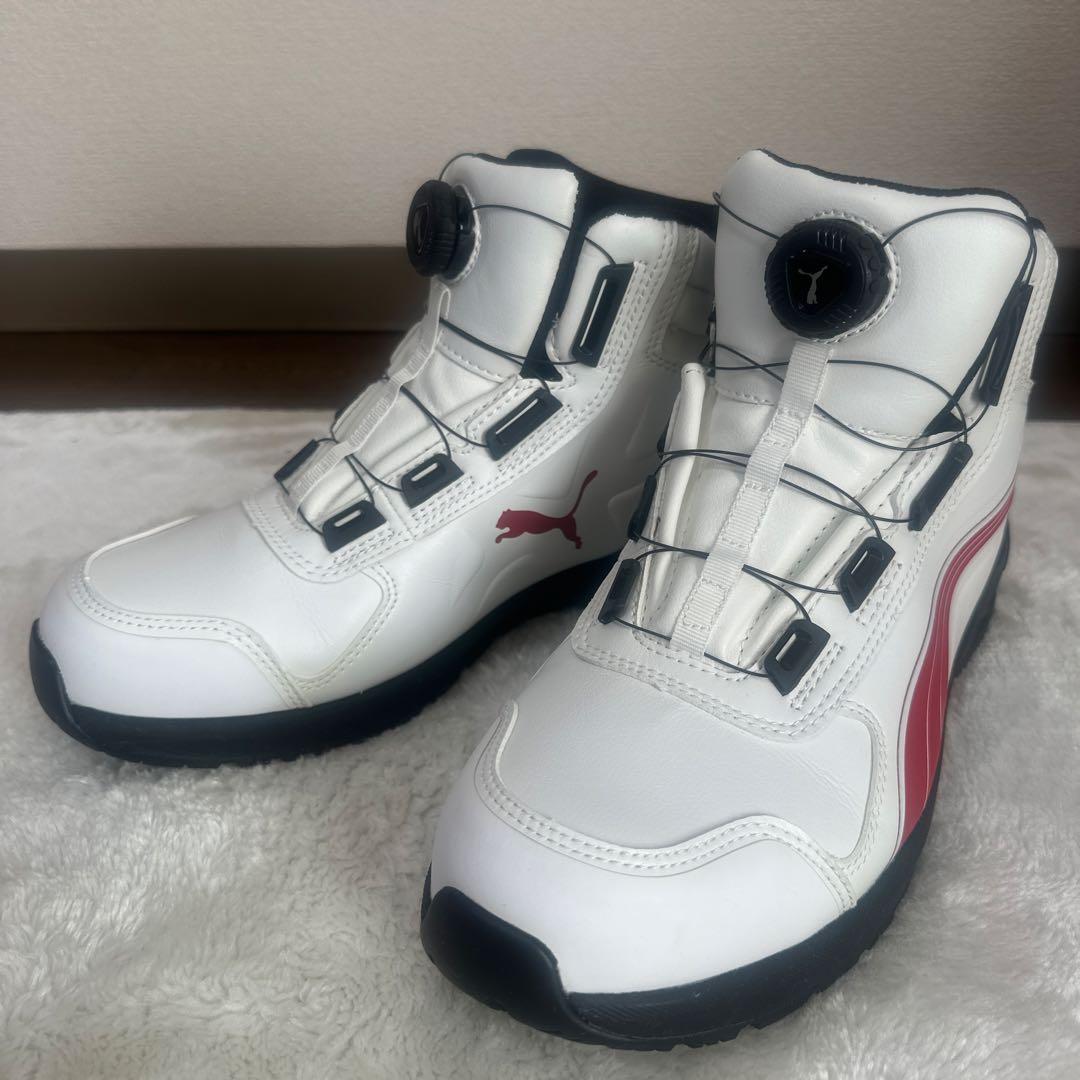 Puma ボアシステム 安全靴 ホワイト/レッド
