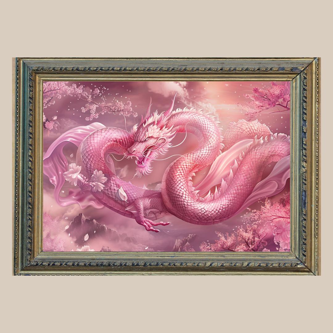 開運•風水•絵画風•ヒーリングアート】✨桃龍・ピンクドラゴン✨No.12