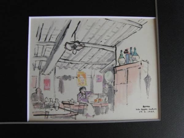 守屋多々志、旧アッピア街道沿いの食堂、希少な額装用画集より、美品