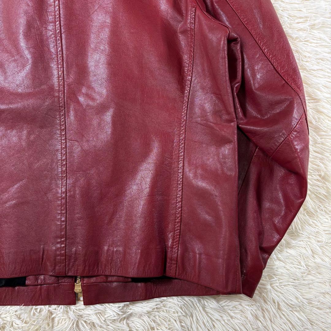 本革 TABLOID NEWS 山羊革 ゴートレザー シングルライダース 赤