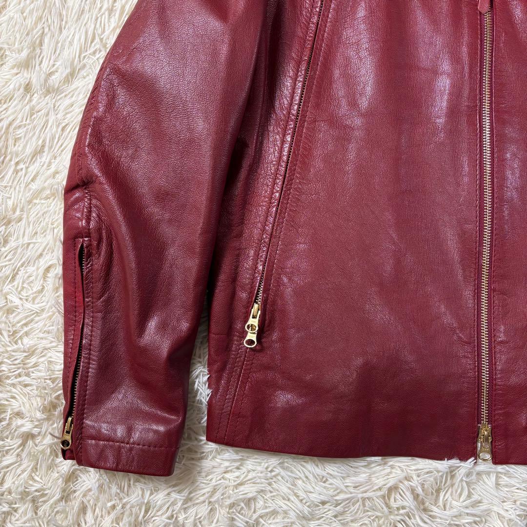 本革 TABLOID NEWS 山羊革 ゴートレザー シングルライダース 赤