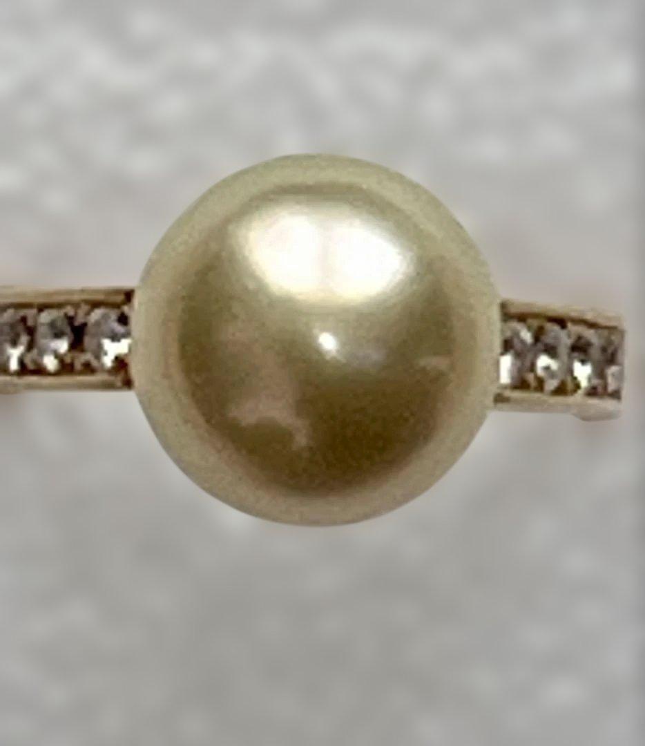 K18ゴールデンパールダイヤモンド0.20ctデザインリング 6.5ｇ