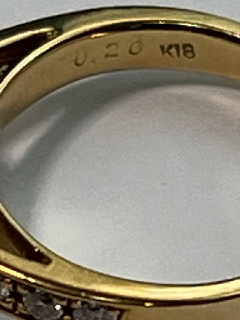 K18ゴールデンパールダイヤモンド0.20ctデザインリング 6.5ｇ