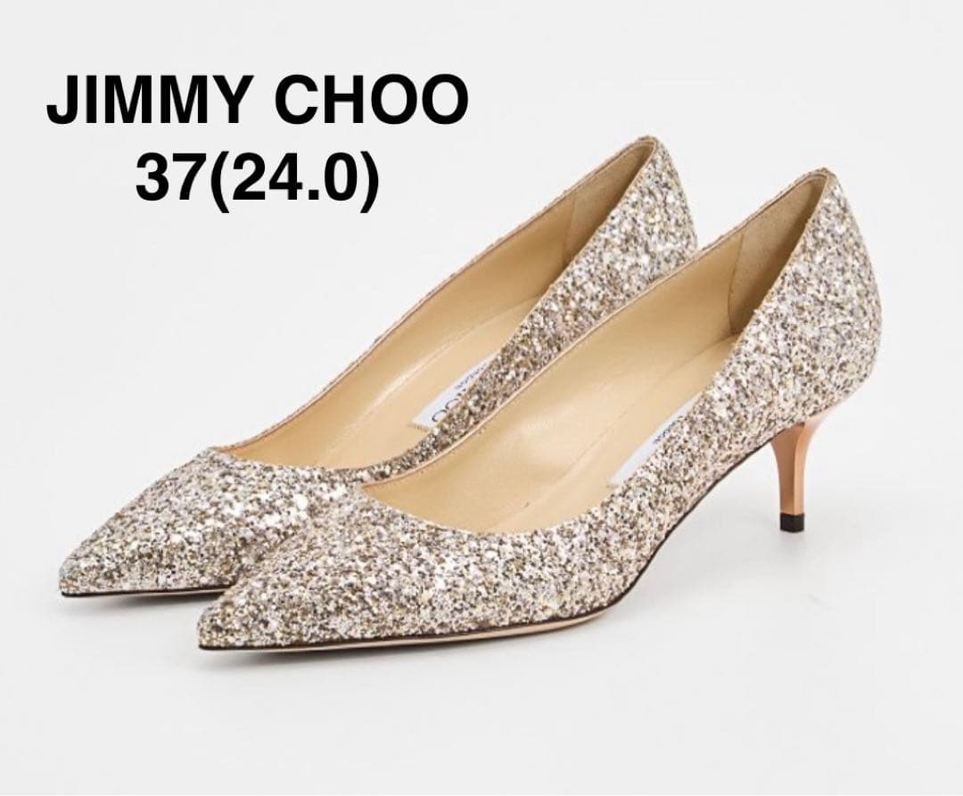 JIMMY CHOO　ジミーチュウ　グリッター　パンプス　ゴールド37　24.0 中古・古着通販】JIMMY CHOO (ジミーチュウ) グリッターパンプス