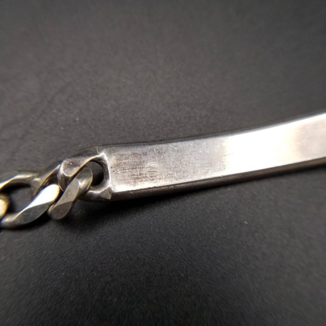 英国 ヴィンテージ IDタグ 長方形プレート 925 シルバー ブレスレット