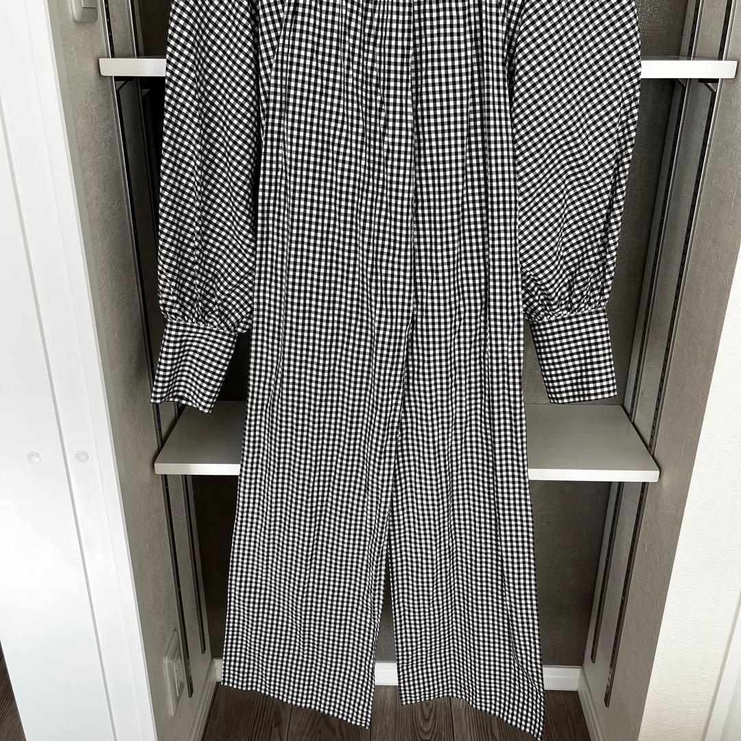 ウィムガゼット ギンガムチェックボウタイブラウス ブラック 長袖