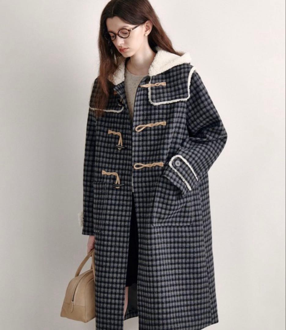 ダッフルコート ボアフード チェック FD24W345 Fano Studios