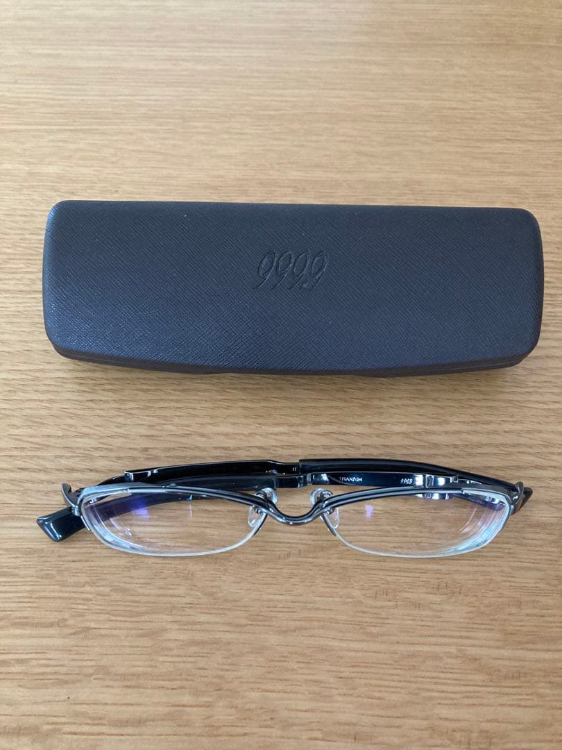 999.9 フォーナインズ　S-101T メガネ　チタン ケース付き