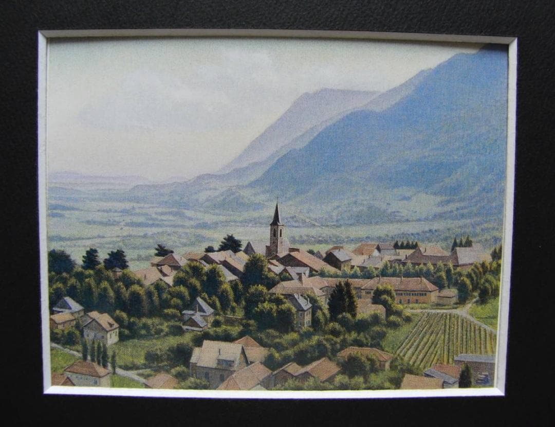 中根 寛、「アルプドノールの町」、希少画集・額装画