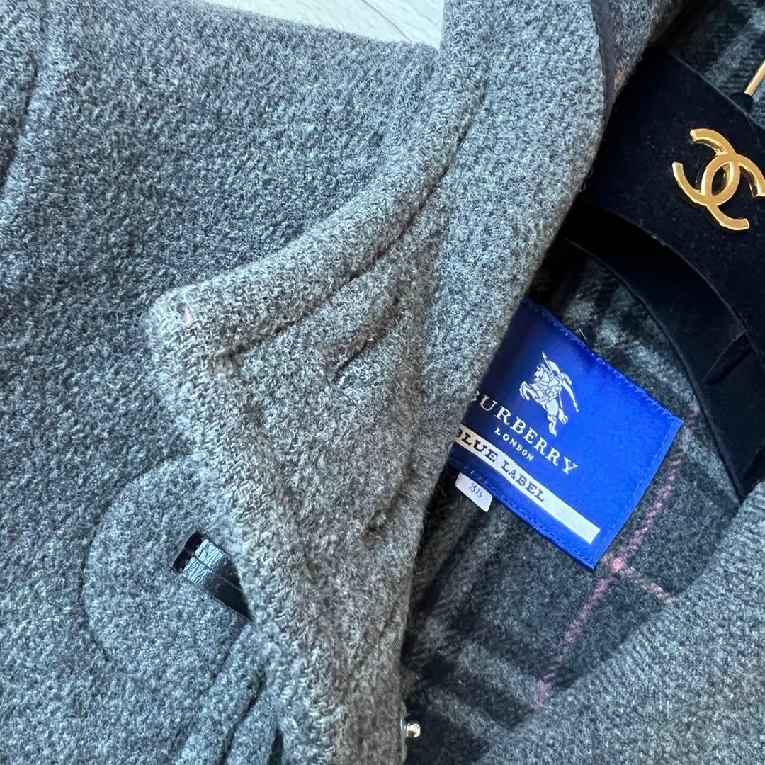 希少カラーピンクチェック バーバリーブルーレーベル ダッフルコート