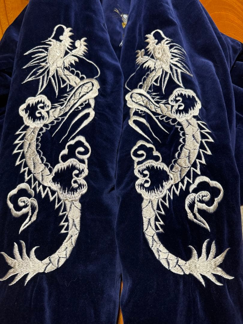 美品 テーラー東洋 別珍 スカジャン 白虎 日本地図 Lサイズ M18427