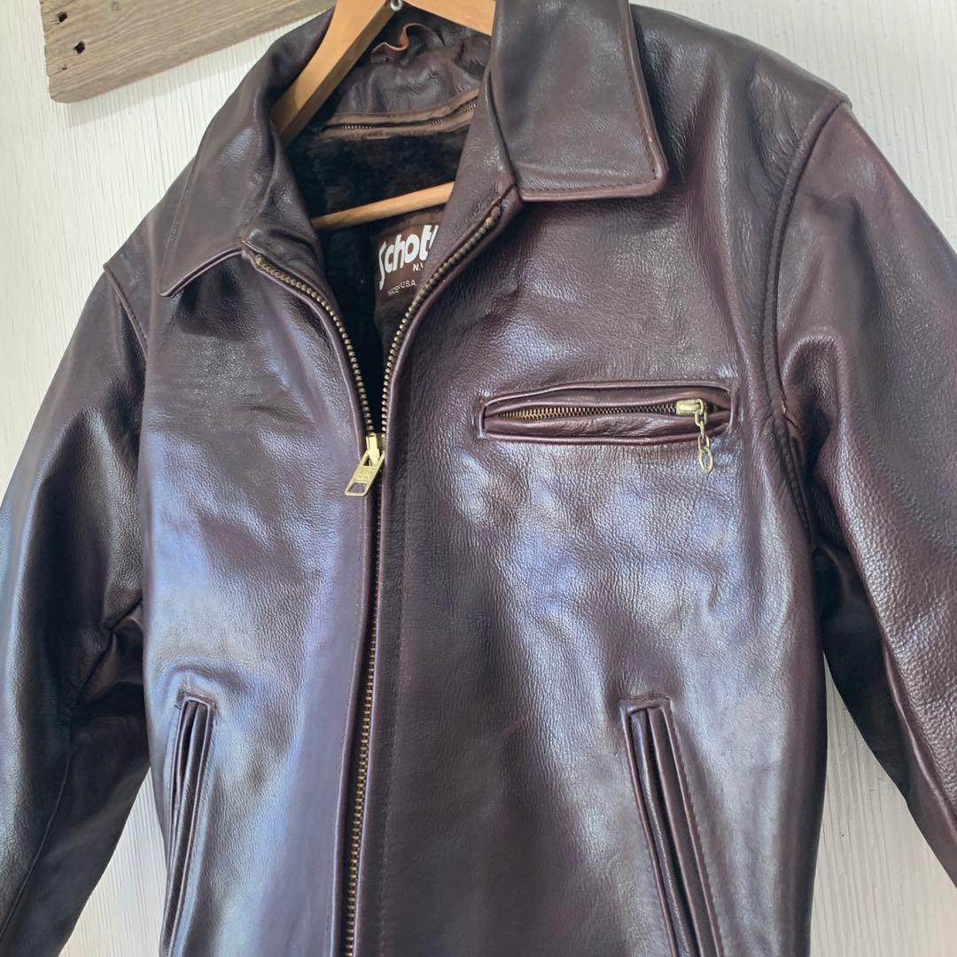 Schott ショット 642VS レザー シングルライダースジャケット茶 38