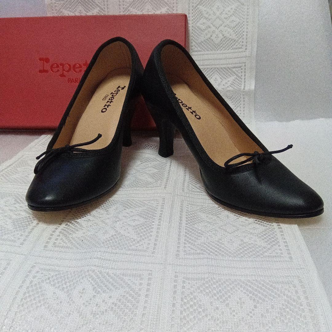 repetto 黒 36サイズ　 美品　ヒール　バレエシューズ　レザー