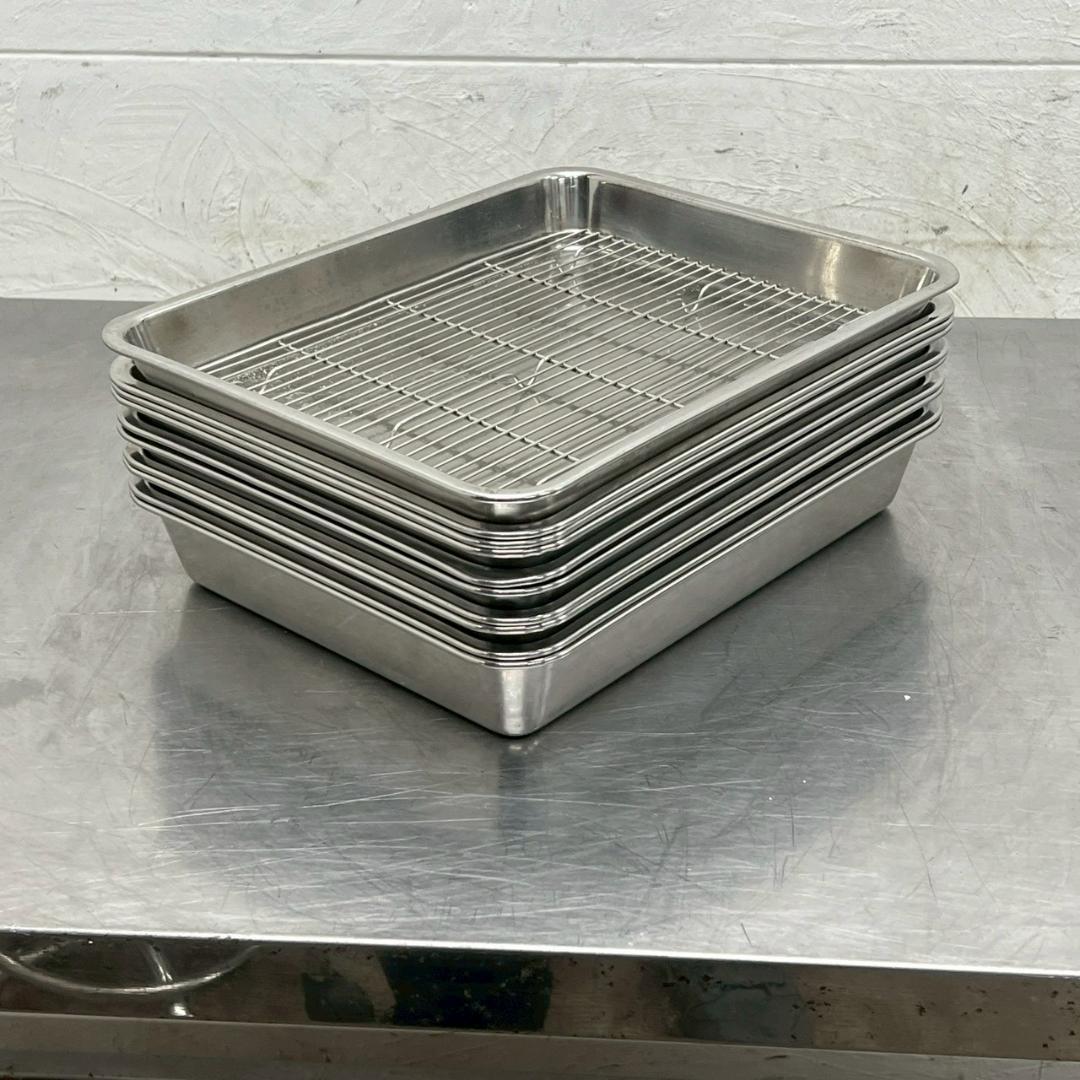 10セット ステンレスバット 水切りバット 揚げ網 浅型 厨房用品