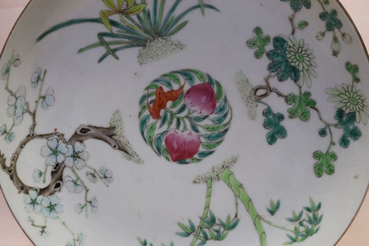 中国 清朝期 粉彩四君子鑑賞大皿② アンティーク 時代箱付0621 - メルカリ