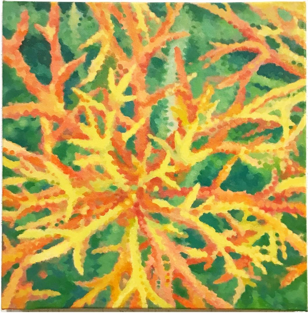 絵画781 油絵/抽象画風/植物/S4号