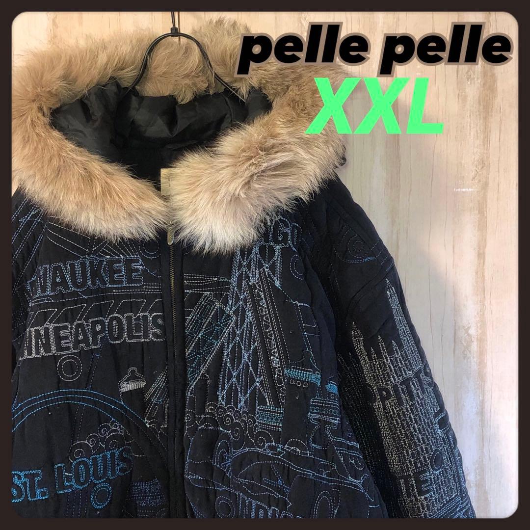 pelle pelle ペレペレ キルティング オール刺繍 ファー付 ジャケット pelle pelle ペレペレ キルティング オール刺繍 ファー付 ジャケット