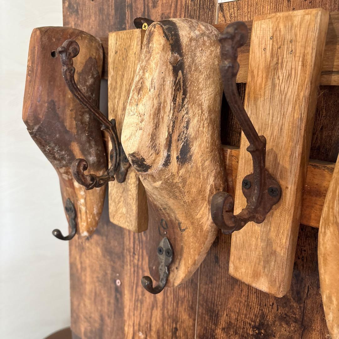 木製フック付きウォールフック 5個セット