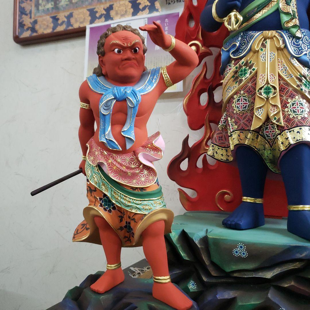 Bフライデー送料無料☆極彩色 不動明王三尊像2尺☆矜羯羅童子・制多迦