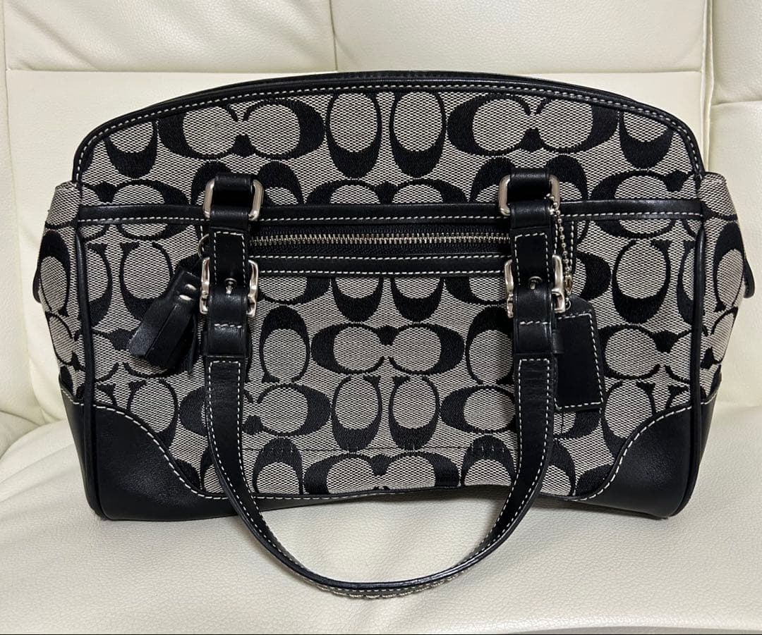 COACH シグネチャー ハンドバッグ ブラック 104M-6828 美品