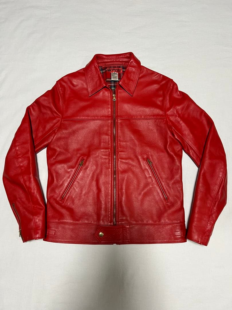 EVISU YAMANE レザージャケット 38サイズ レッド 牛革 革ジャン q58.jpg