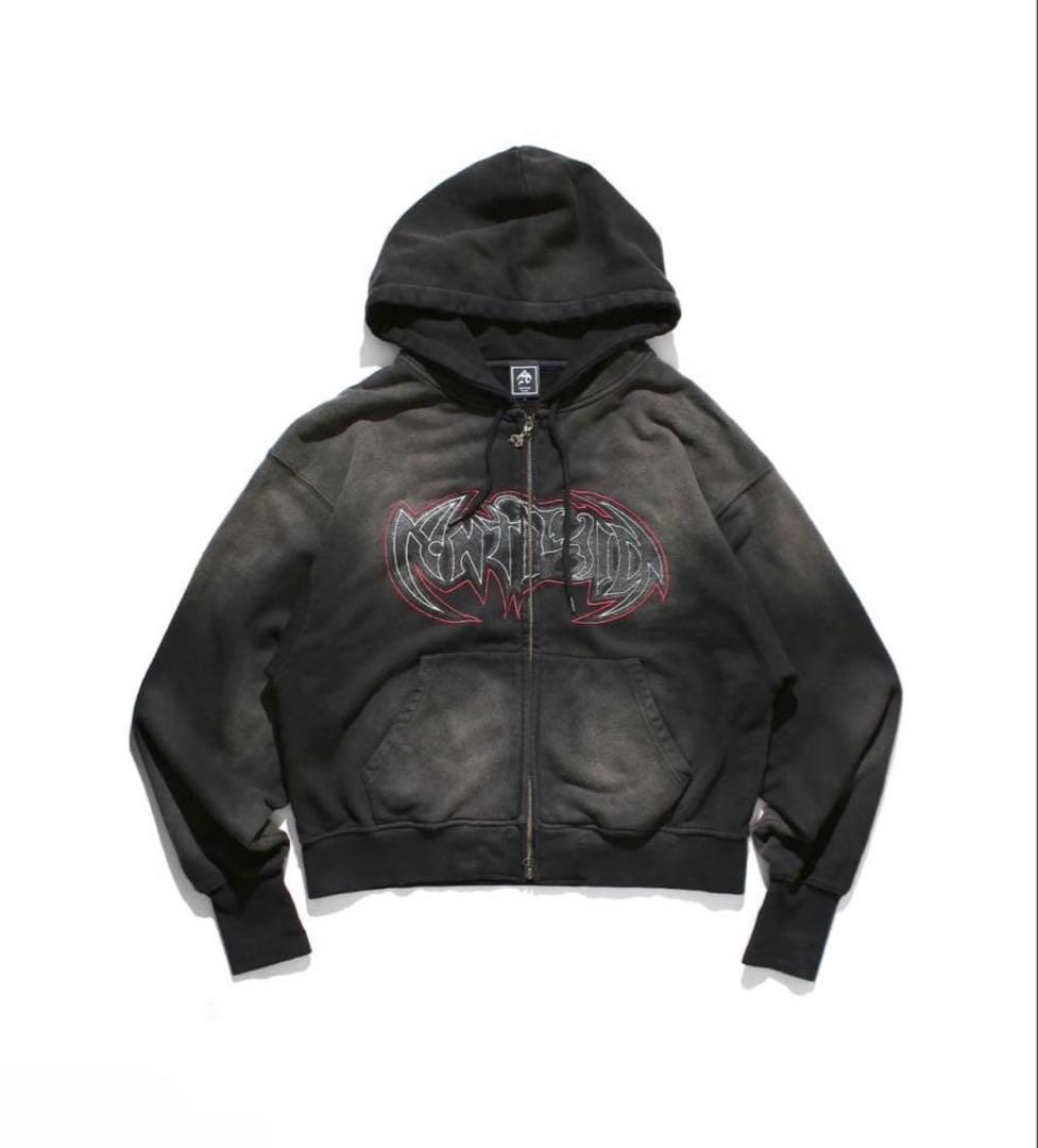 ANTIMID ジップパーカー 赤黒