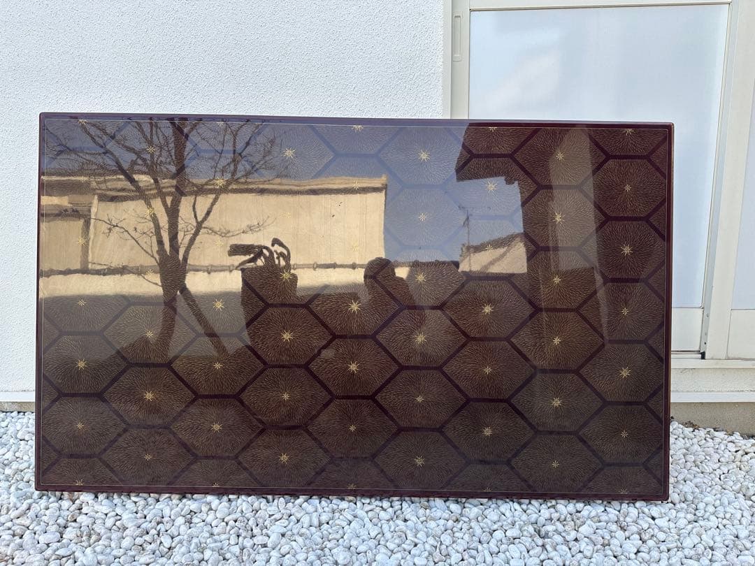 岡　(美品)輪島塗　平卓　テーブル　ブラウン 六角形模様の座卓 公式】アンティーク家具ラフジュ工房商品詳細ページ中古 株式会社輪島