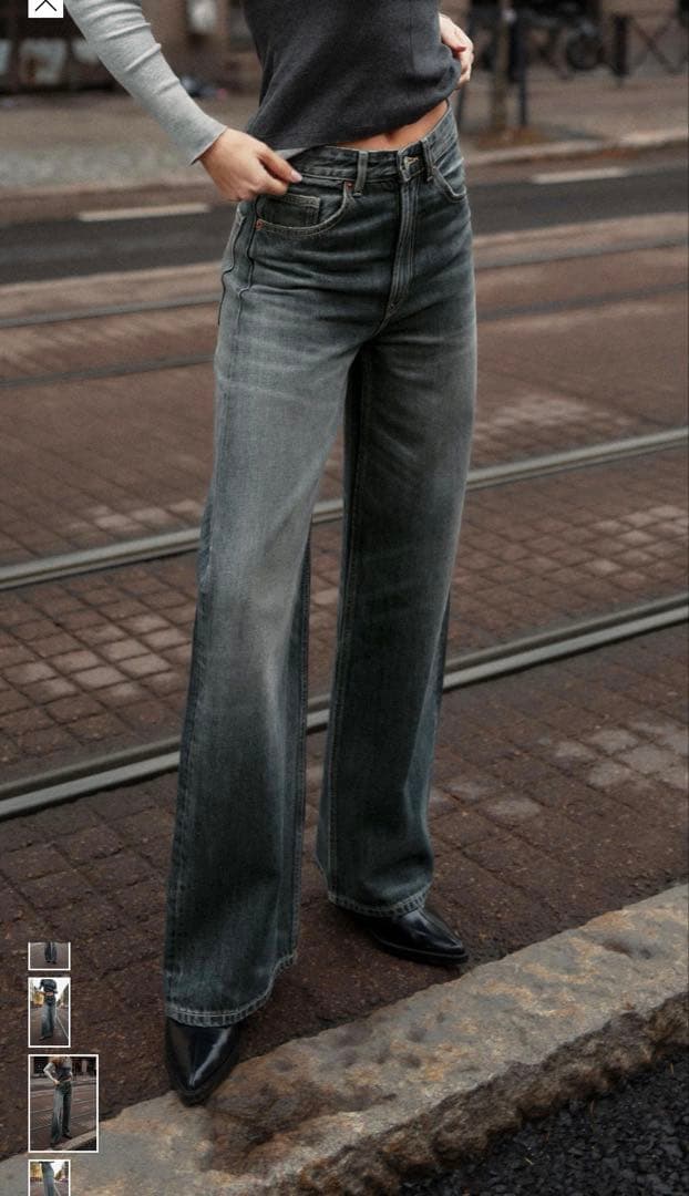 ZARA JEANS TRF EXTRA WIDE LEGハイウエスト 34 JEANS TRF EXTRA WIDE LEG ハイウエスト - ネイビーブルー | ZARA