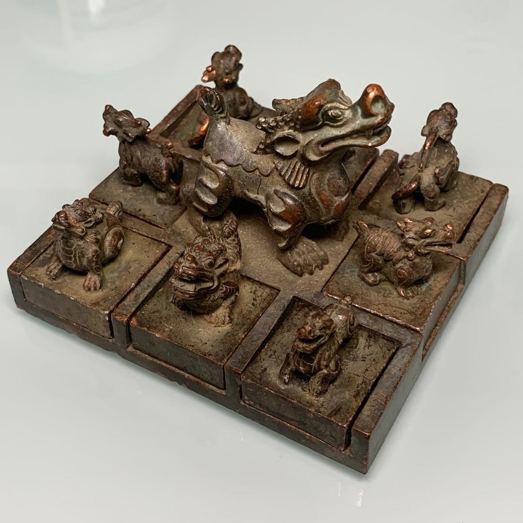 古美術　大鎮座 龍生九子 清国時代物　書道　アンティーク