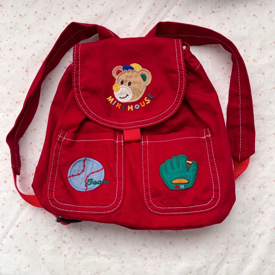 レトロ】ミキハウス リュック 野球 クマ グローブ ボール Mikihausu