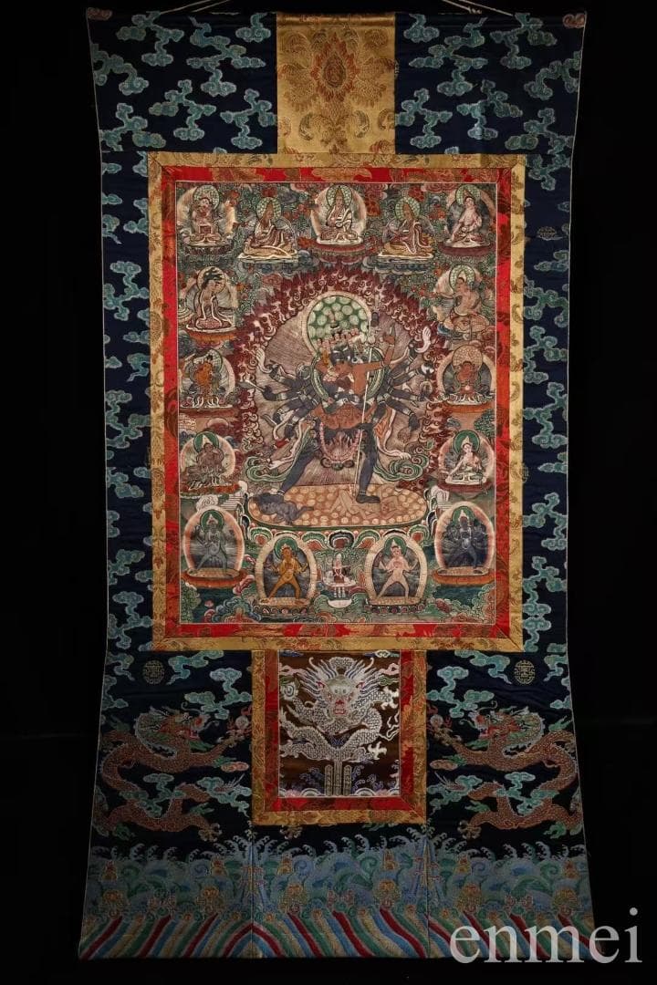 中国古美術・チベット・真皮唐卡・勝楽金剛仏像・純手描き・纯天然鉱物顔料・風水開運