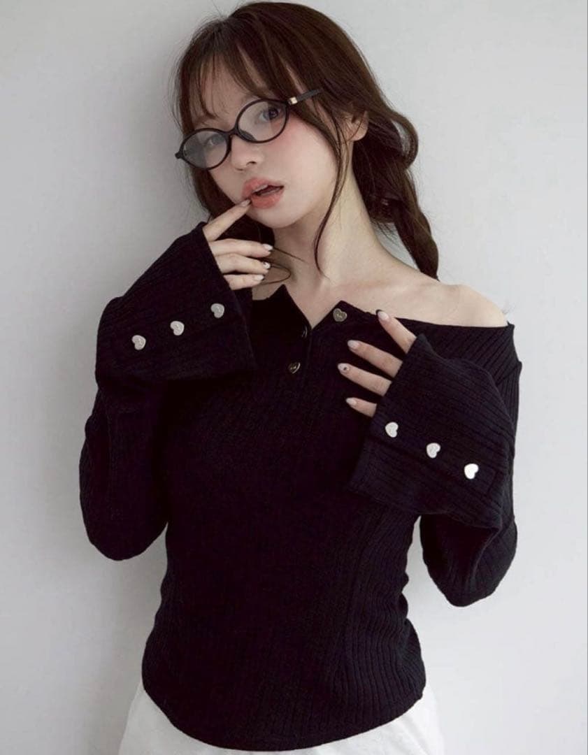 andmary Dorothy heart tops black ニット