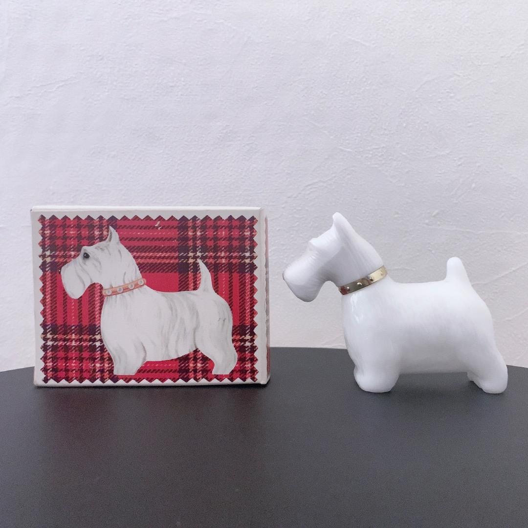 希少 AVON 1980年代 箱付 スコティッシュテリア 香水瓶 ミルクガラス*