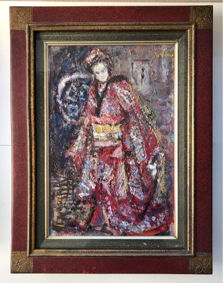 額装　油彩　大歳敏秋　「淡路人形　楽屋のお染」 南あわじ市立阿万小学校所蔵｜文化財総合研究センターCOC事業活動報告