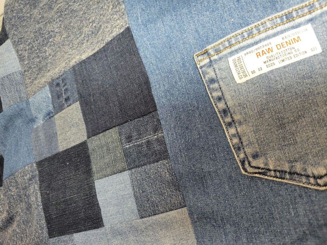 デニムリメイク] パッチワーク ブランケット Sサイズ №10 - メルカリ