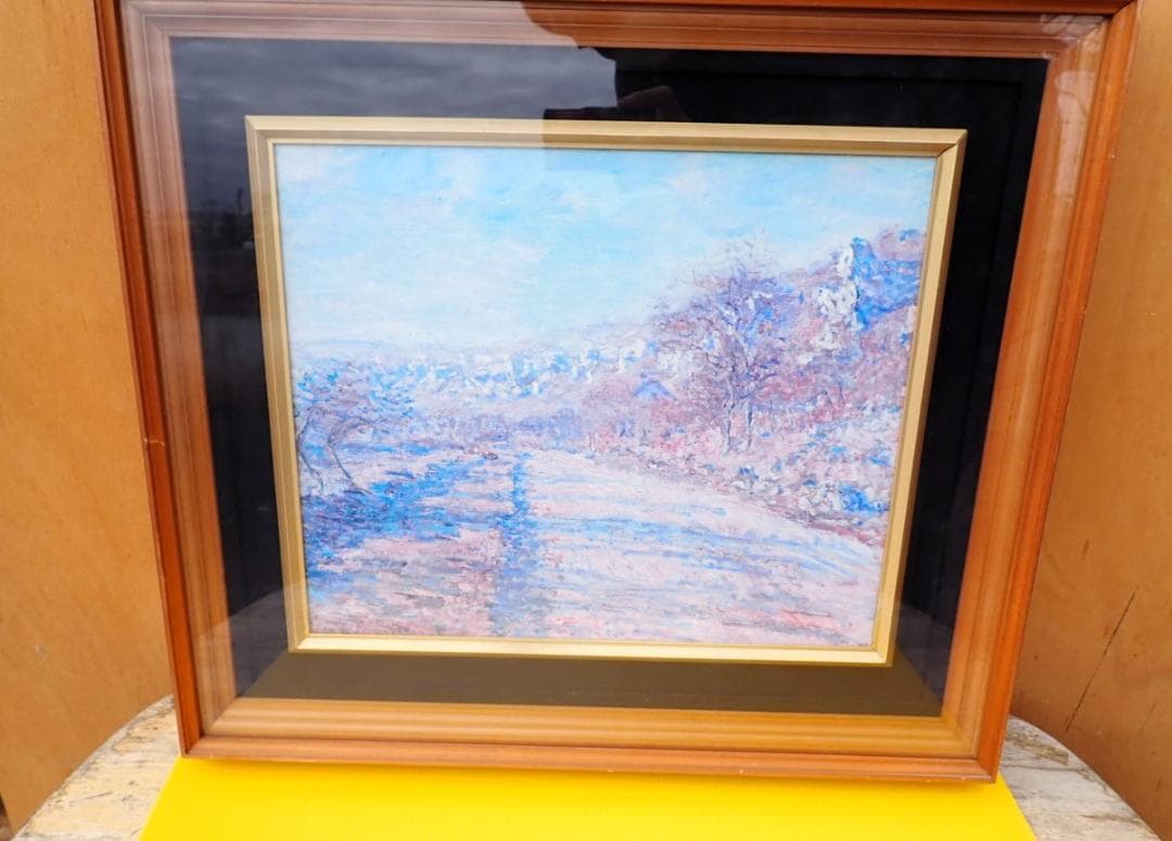 油絵 風景画 モネ《ラ・ロシュ・ギュイヨンの道》表記あり 1880年 額装