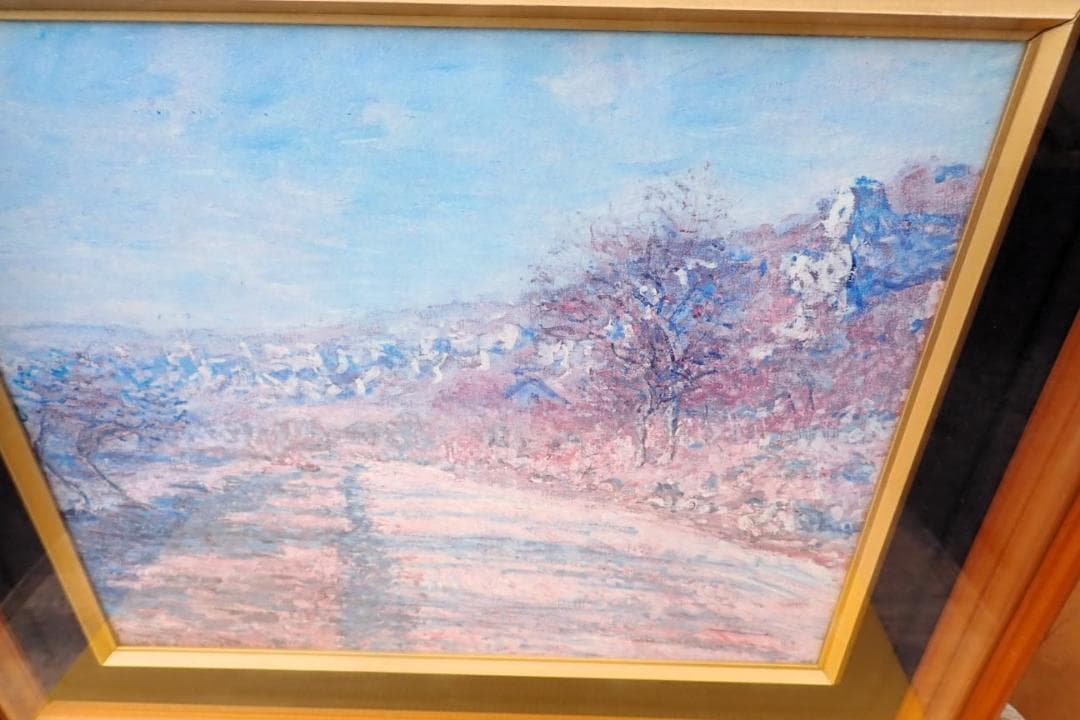 油絵 風景画 モネ《ラ・ロシュ・ギュイヨンの道》表記あり 1880年 額装